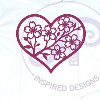 Intra απο ξύλο plywood 3mm-4mm πάχος Επιτοίχια επιγραφή Cherry Blossom Heart, Δίασταση 11x11 cm INTRAFABR-124358700 - Image 3