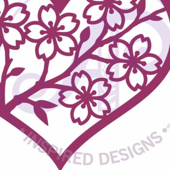 Intra απο ξύλο plywood 3mm-4mm πάχος Επιτοίχια επιγραφή Cherry Blossom Heart, Δίασταση 11x11 cm INTRAFABR-124358700 - Image 4