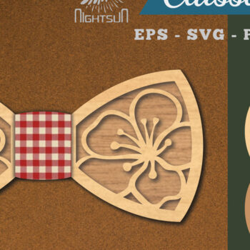 Intra απο ξύλο plywood 3mm-4mm πάχος Cherry Blossom Bowtie Δίασταση 15x15 cm INTRAFABR-112131423 - Image 1