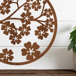 Intra απο ξύλο plywood 3mm-4mm πάχος Επιγραφή τοίχου Cherry Blossom, . Δίασταση 10x10 cm INTRAFABR-78975183