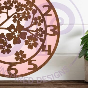 Intra απο ξύλο plywood 3mm-4mm πάχος κοπής με λέιζερ ρολόι τοίχου Cherry Blossom Δίασταση 8x8 cm INTRAFABR-96973150 - Image 1