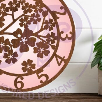 Intra απο ξύλο plywood 3mm-4mm πάχος κοπής με λέιζερ ρολόι τοίχου Cherry Blossom Δίασταση 8x8 cm INTRAFABR-96973150 - Image 3