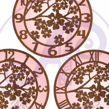 Intra απο ξύλο plywood 3mm-4mm πάχος κοπής με λέιζερ ρολόι τοίχου Cherry Blossom Δίασταση 8x8 cm INTRAFABR-96973150 - Image 4