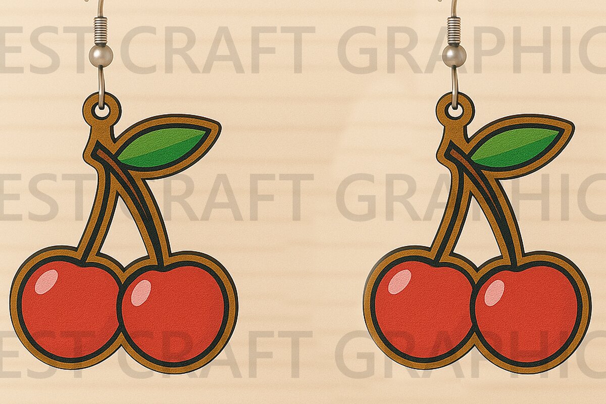 Intra απο ξύλο plywood 3mm-4mm πάχος Σκουλαρίκια Cherry Cut File Δίασταση 3x3 cm INTRAFABR-123671184 - Image 1
