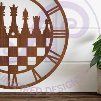 Intra απο ξύλο plywood 3mm-4mm πάχος κοπής με λέιζερ ρολόι τοίχου σκακιού, Δίασταση 8x8 cm INTRAFABR-93351481 - Image 1