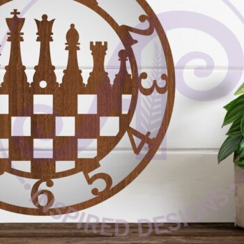 Intra απο ξύλο plywood 3mm-4mm πάχος κοπής με λέιζερ ρολόι τοίχου σκακιού, Δίασταση 8x8 cm INTRAFABR-93351481 - Image 2