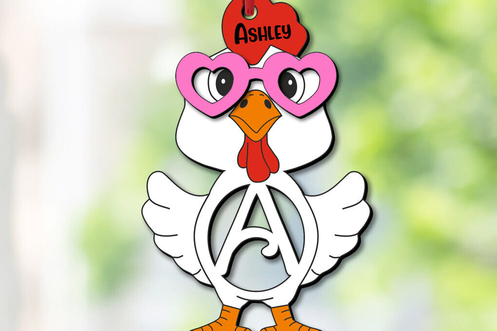 Intra απο ξύλο plywood 3mm-4mm πάχος Ετικέτα ονόματος για το γράμμα κοτόπουλου σε ένα πασχαλινό καλάθι Δίασταση 8x8 cm INTRAFABR-113924084