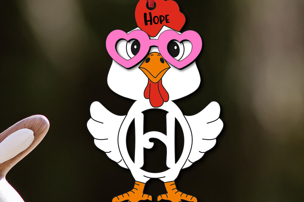 Intra απο ξύλο plywood 3mm-4mm πάχος Chicken Letter H Πασχαλινό Καλάθι Όνομα Δίασταση 8x8 cm INTRAFABR-113938740