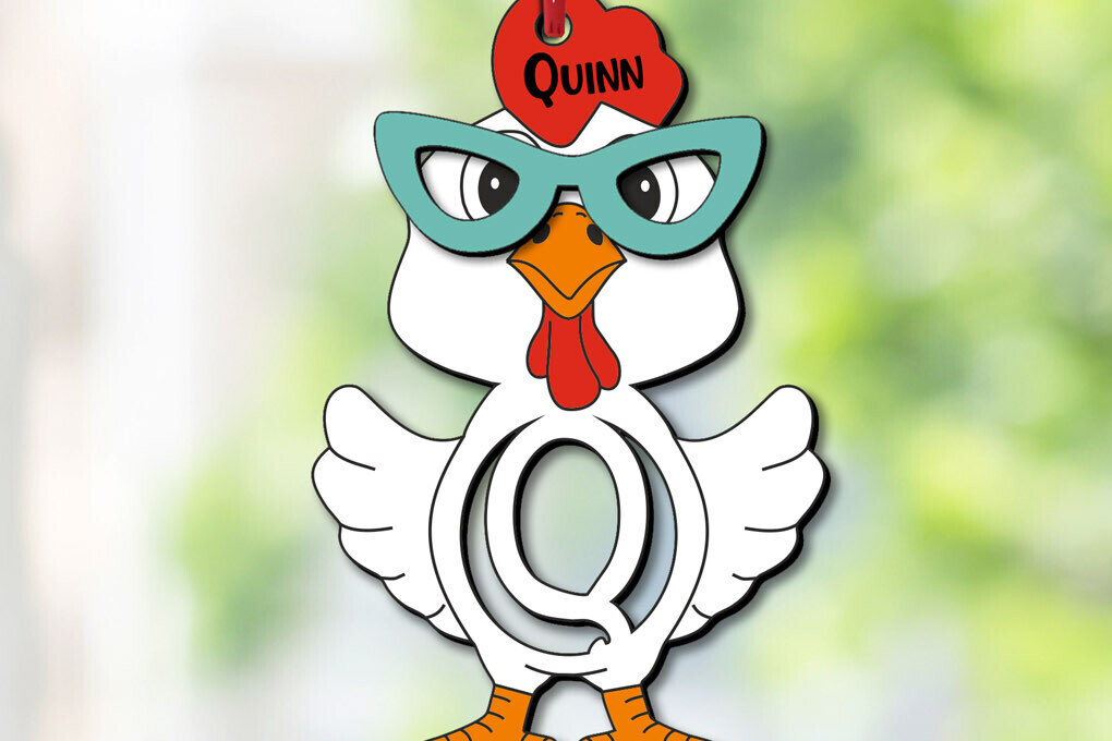 Intra απο ξύλο plywood 3mm-4mm πάχος Chicken Letter Q Πασχαλινό Όνομα καλαθιού Δίασταση 8x8 cm INTRAFABR-113952079