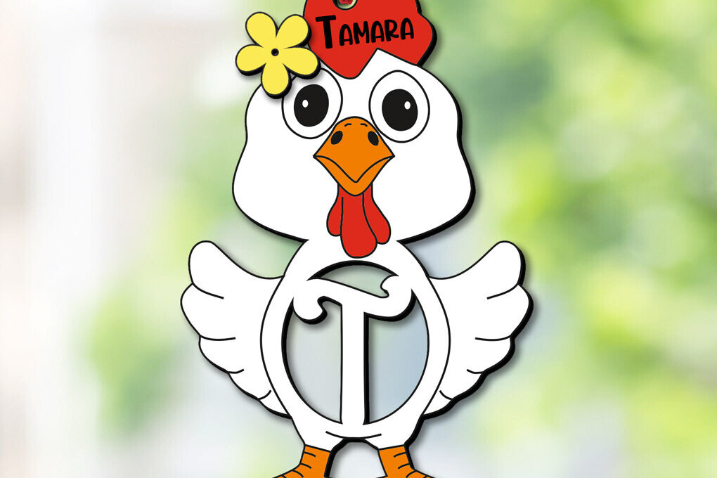 Intra απο ξύλο plywood 3mm-4mm πάχος Chicken Letter T Πασχαλινό Όνομα καλαθιού Δίασταση 8x8 cm INTRAFABR-113998026