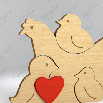 Intra απο ξύλο plywood 3mm-4mm πάχος Κοτόπουλο . Ξύλινο Family Puzzle  Δίασταση 30x20 cm INTRAFABR-83146879 - Image 1