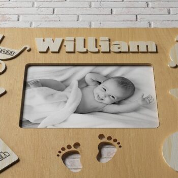 Intra απο ξύλο plywood 3mm-4mm πάχος Κορνίζα φωτογραφιών Child Metrica New Born Baby Δίασταση 20x30 cm INTRAFABR-46325894 - Image 1