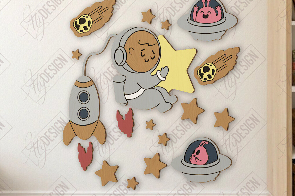 Intra απο ξύλο plywood 3mm-4mm πάχος Παιδικό δωμάτιο Διακόσμηση τοίχου με λέιζερ | CNC Δίασταση 15x15 cm INTRAFABR-123044119