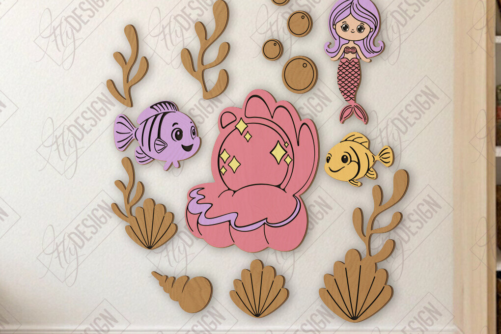 Intra απο ξύλο plywood 3mm-4mm πάχος Παιδικό δωμάτιο Διακόσμηση τοίχου με λέιζερ | CNC Δίασταση 15x15 cm INTRAFABR-123044134