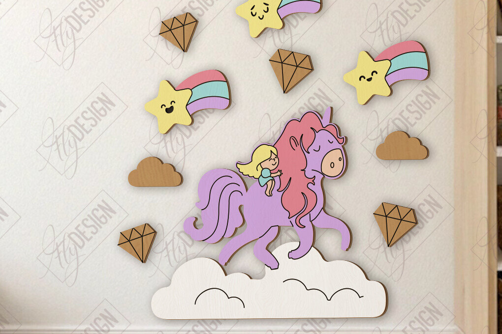 Intra απο ξύλο plywood 3mm-4mm πάχος Παιδικό δωμάτιο Διακόσμηση τοίχου με λέιζερ | CNC Δίασταση 15x15 cm INTRAFABR-123044147