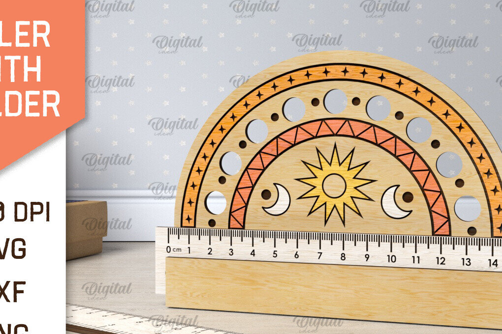 Intra απο ξύλο plywood 3mm-4mm πάχος Σχέδιο κοπής με λέιζερ Παιδικός Σχολικός Χάρακας Δίασταση 30x20 cm INTRAFABR-107623535