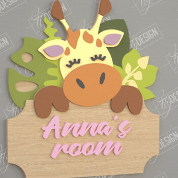 Intra απο ξύλο plywood 3mm-4mm πάχος Πινακίδα Παιδικού Δωματίου | Σχέδιο καμηλοπάρδαλης Δίασταση 30x20 cm INTRAFABR-105766334 - Image 1