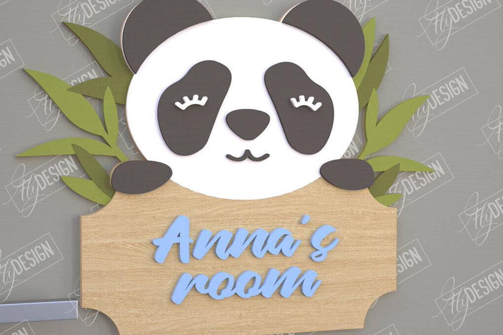 Intra απο ξύλο plywood 3mm-4mm πάχος Πινακίδα Παιδικού Δωματίου | Panda Design |CNC Δίασταση 30x20 cm INTRAFABR-105766463