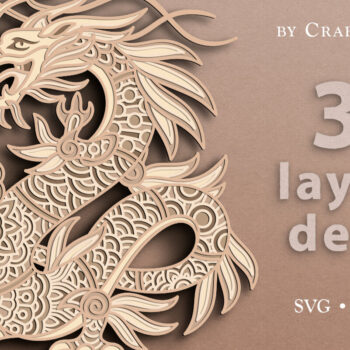 Intra απο ξύλο plywood 3mm-4mm πάχος αποκοπής με 3D Layered Chinese Dragon Δίασταση 7x7 cm INTRAFABR-38283918 - Image 2