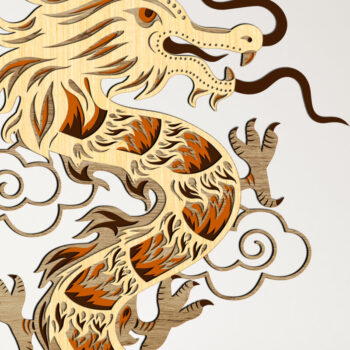 Intra απο ξύλο plywood 3mm-4mm πάχος κοπής με λέιζερ πολλαπλών στρώσεων Chinese Dragon Δίασταση 15x15 cm INTRAFABR-13126381 - Image 1