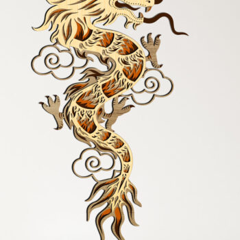 Intra απο ξύλο plywood 3mm-4mm πάχος κοπής με λέιζερ πολλαπλών στρώσεων Chinese Dragon Δίασταση 15x15 cm INTRAFABR-13126381 - Image 2