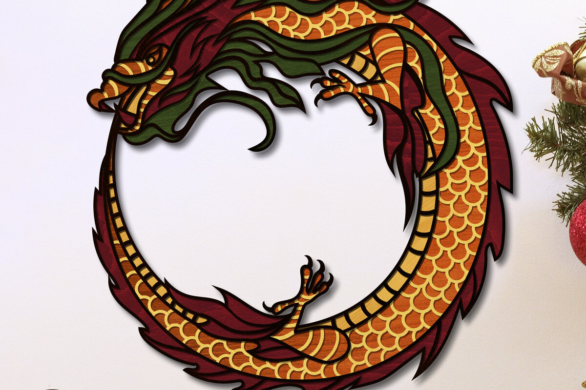 Intra απο ξύλο plywood 3mm-4mm πάχος πολλαπλών επιπέδων κινέζικου δράκου Πρωτοχρονιάς Δίασταση 4x4 cm INTRAFABR-80242468