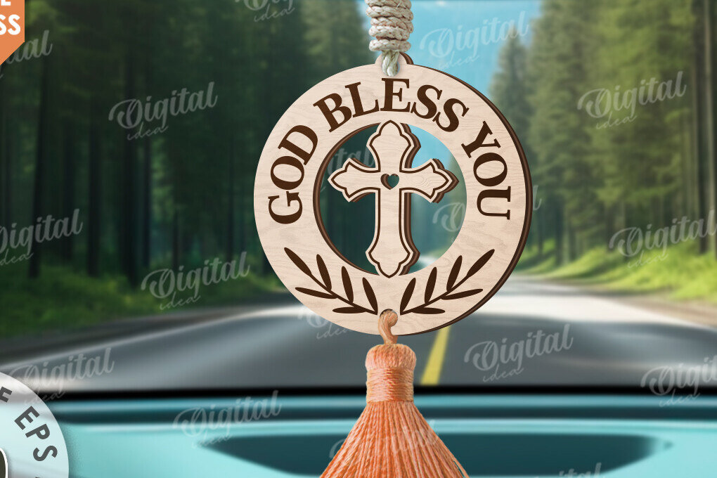 Intra απο ξύλο plywood 3mm-4mm πάχος Christian Car Charm Δίασταση 4x4 cm INTRAFABR-118426462