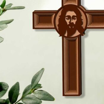 Intra απο ξύλο plywood 3mm-4mm πάχος Χριστιανικός Σταυρός Πολυεπίπεδη διακόσμηση σπιτιού Δίασταση 30x20 cm INTRAFABR-86053728 - Image 1