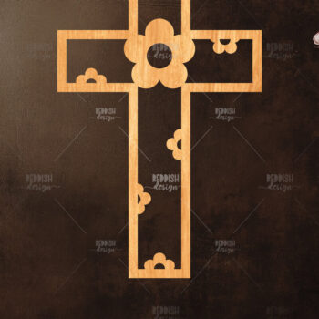 Intra απο ξύλο plywood 3mm-4mm πάχος Christian Cross Silhouette, Δίασταση 15x15 cm INTRAFABR-118678678 - Image 1