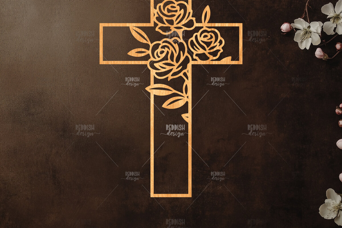 Intra απο ξύλο plywood 3mm-4mm πάχος Christian Cross Silhouette, Δίασταση 15x15 cm INTRAFABR-118678687