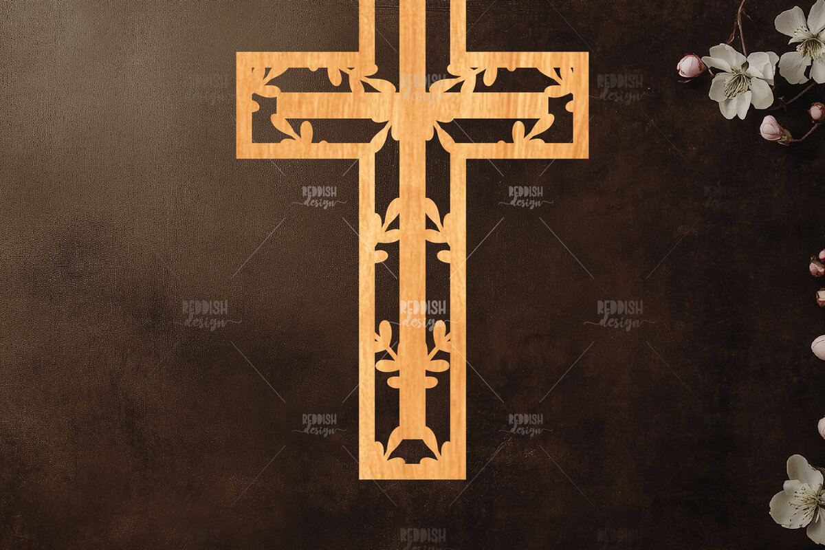 Intra απο ξύλο plywood 3mm-4mm πάχος Christian Cross Silhouette, Δίασταση 15x15 cm INTRAFABR-118678919