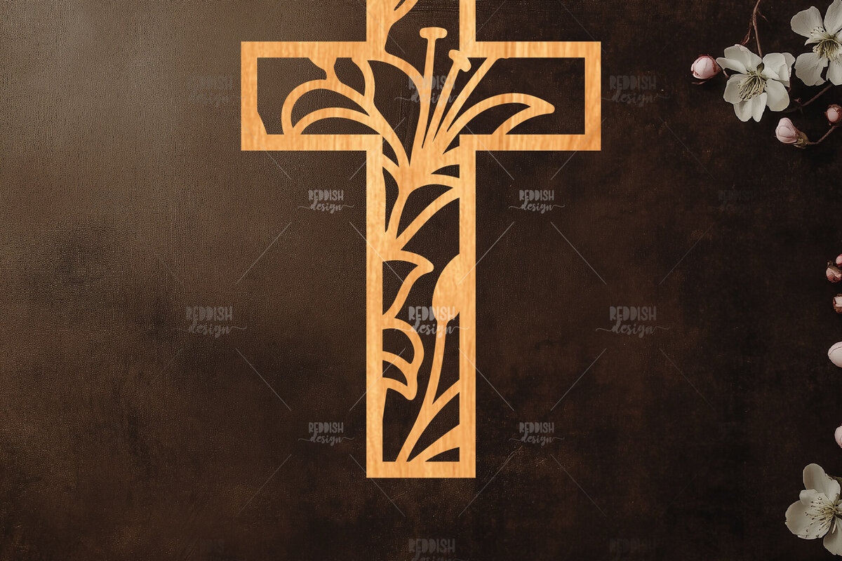 Intra απο ξύλο plywood 3mm-4mm πάχος Christian Cross Silhouette, Δίασταση 15x15 cm INTRAFABR-118679176