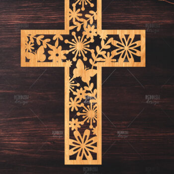 Intra απο ξύλο plywood 3mm-4mm πάχος Christian Cross Silhouette, Δίασταση 15x15 cm INTRAFABR-119063468 - Image 1