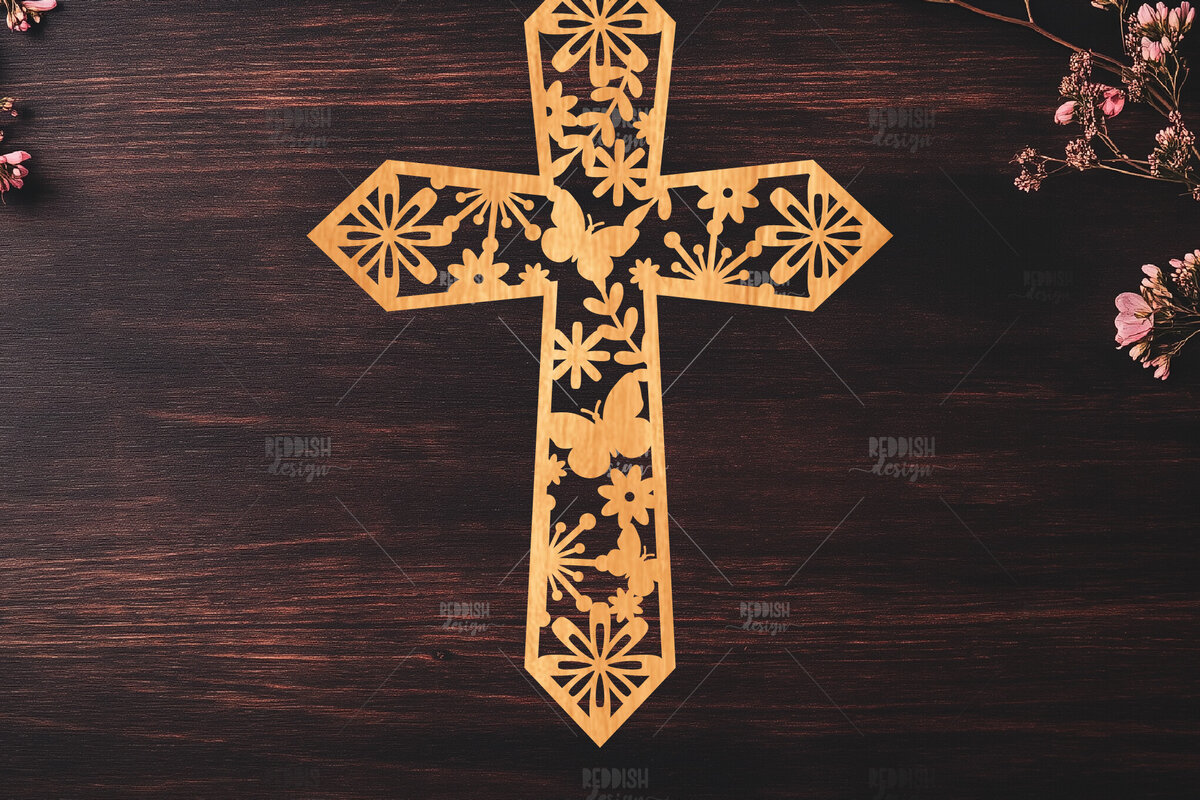 Intra απο ξύλο plywood 3mm-4mm πάχος Christian Cross Silhouette, Δίασταση 15x15 cm INTRAFABR-119063479
