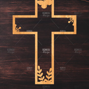 Intra απο ξύλο plywood 3mm-4mm πάχος Christian Cross Silhouette, Δίασταση 15x15 cm INTRAFABR-119063491 - Image 1