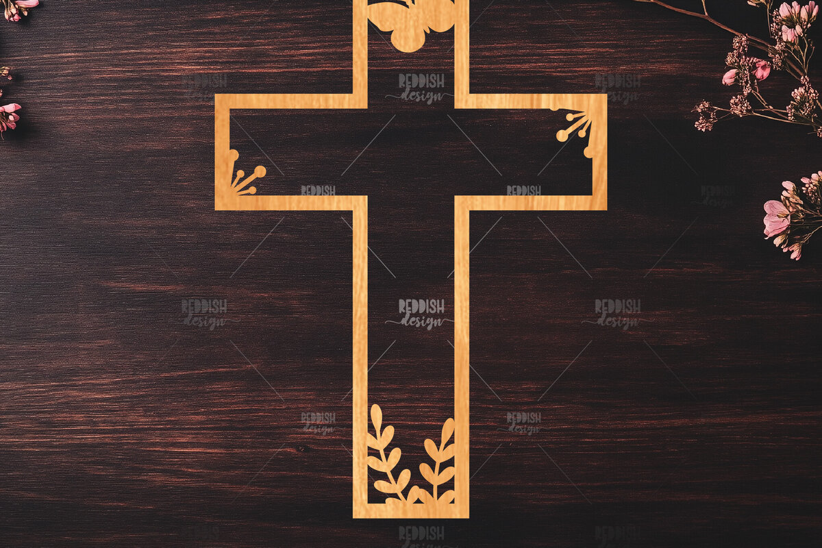 Intra απο ξύλο plywood 3mm-4mm πάχος Christian Cross Silhouette, Δίασταση 15x15 cm INTRAFABR-119063491