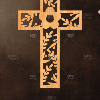 Intra απο ξύλο plywood 3mm-4mm πάχος Christian Cross Silhouette, Δίασταση 15x15 cm INTRAFABR-118677983 - Image 1