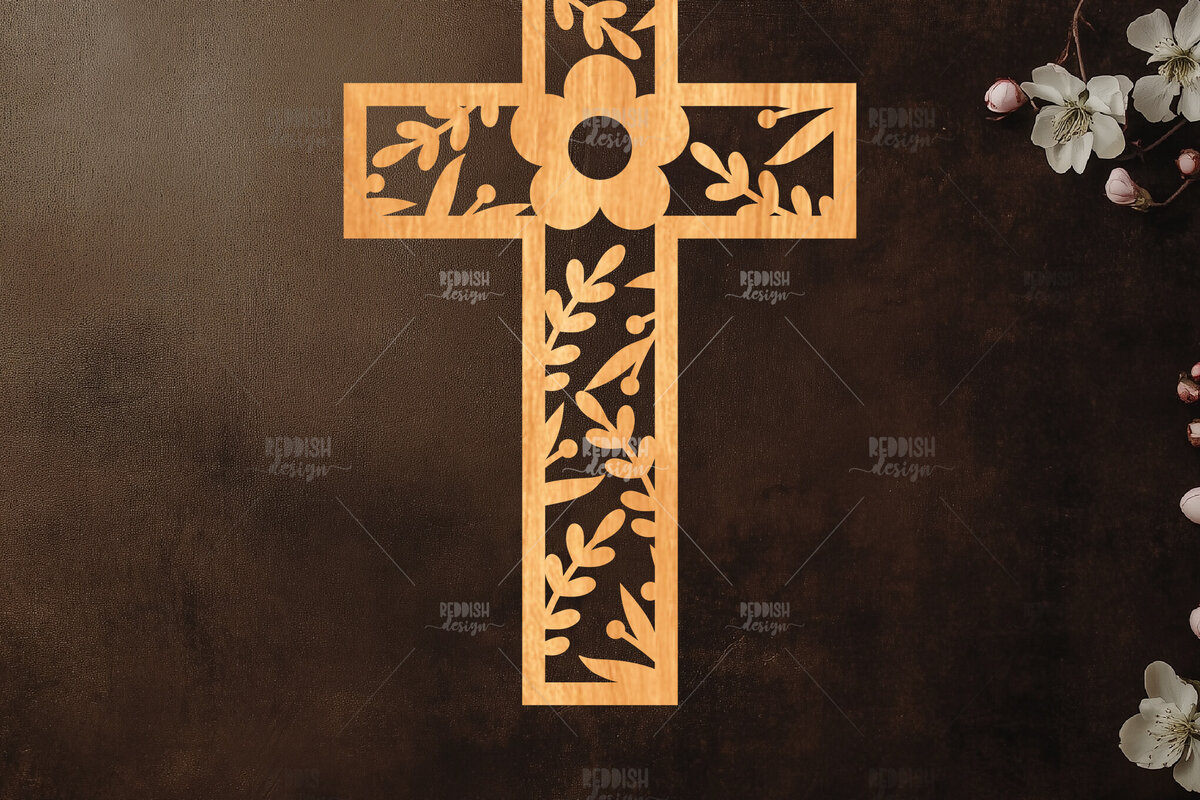 Intra απο ξύλο plywood 3mm-4mm πάχος Christian Cross Silhouette, Δίασταση 15x15 cm INTRAFABR-118677983