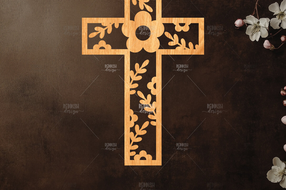 Intra απο ξύλο plywood 3mm-4mm πάχος Christian Cross Silhouette, Δίασταση 15x15 cm INTRAFABR-118678189