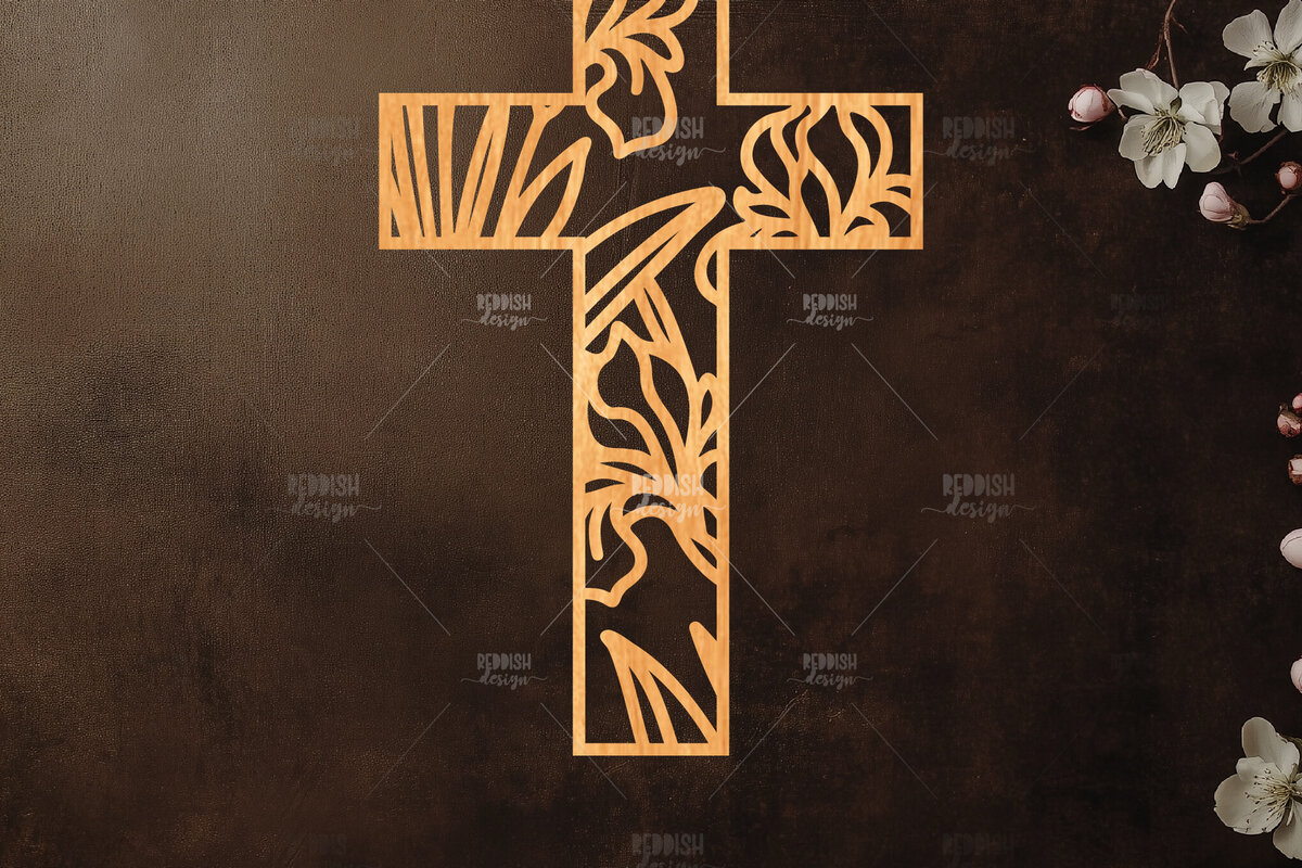 Intra απο ξύλο plywood 3mm-4mm πάχος Christian Cross Silhouette, Δίασταση 15x15 cm INTRAFABR-118678223