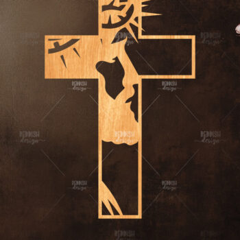 Intra απο ξύλο plywood 3mm-4mm πάχος Christian Cross Silhouette, Δίασταση 15x15 cm INTRAFABR-118678550 - Image 1