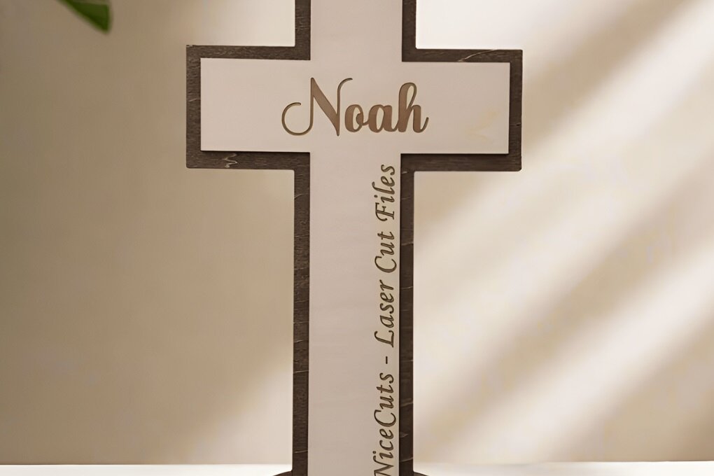 Intra απο ξύλο plywood 3mm-4mm πάχος Σταντ Christian Cross - Δίασταση 15x15 cm INTRAFABR-78485659