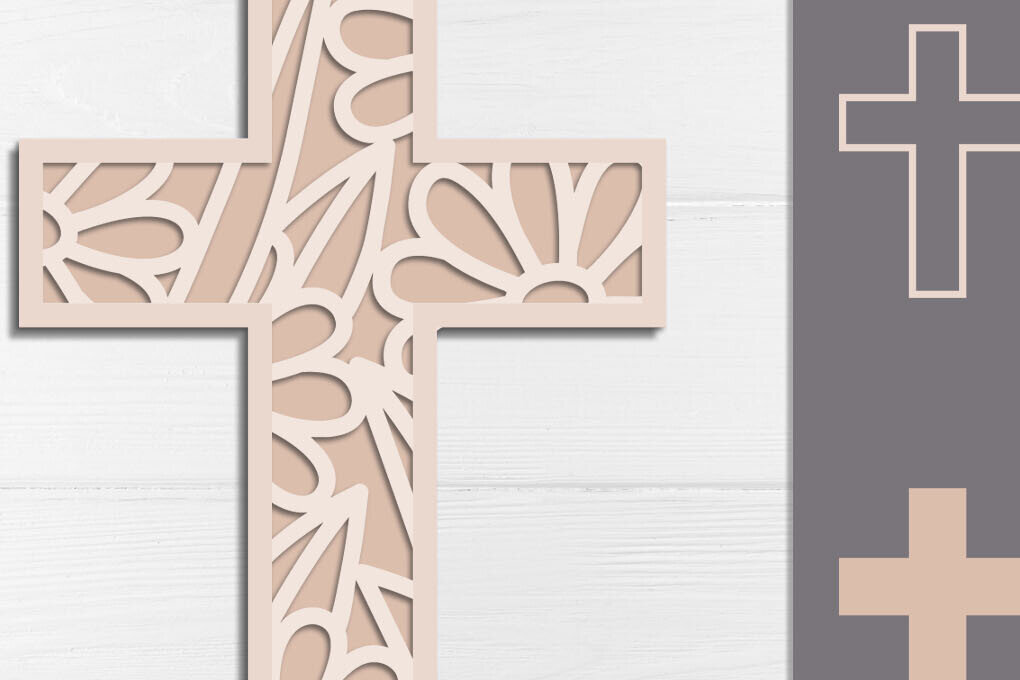 Intra απο ξύλο plywood 3mm-4mm πάχος Christian Cross 3d Layered Δίασταση 30x20 cm INTRAFABR-118618324