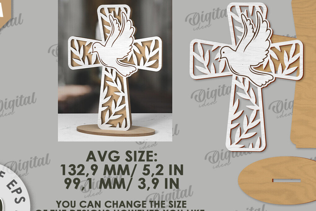 Intra απο ξύλο plywood 3mm-4mm πάχος Δέσμη κοπής με λέιζερ Christian Crosses Δίασταση 30x20 cm INTRAFABR-118767291 - Image 2
