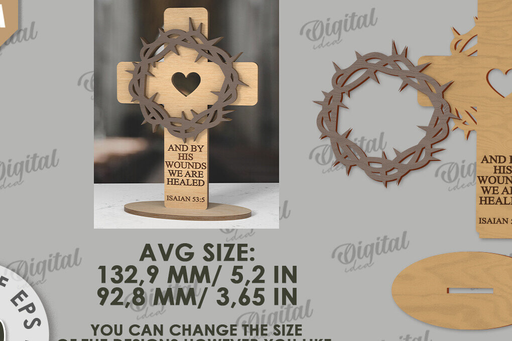 Intra απο ξύλο plywood 3mm-4mm πάχος Δέσμη κοπής με λέιζερ Christian Crosses Δίασταση 30x20 cm INTRAFABR-118767291 - Image 3