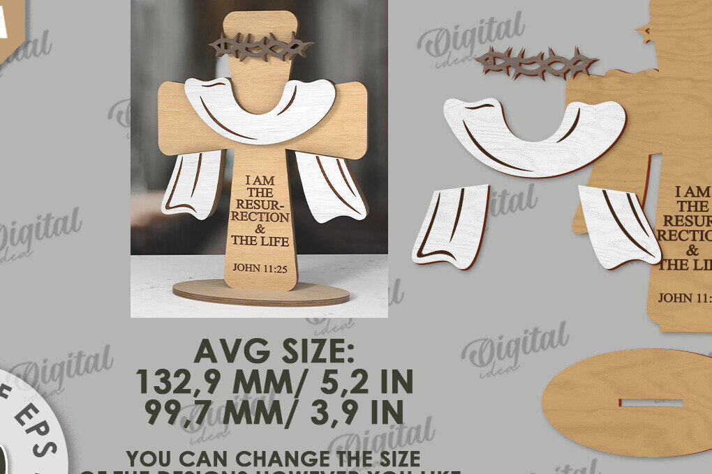 Intra απο ξύλο plywood 3mm-4mm πάχος Δέσμη κοπής με λέιζερ Christian Crosses Δίασταση 30x20 cm INTRAFABR-118767291 - Image 4