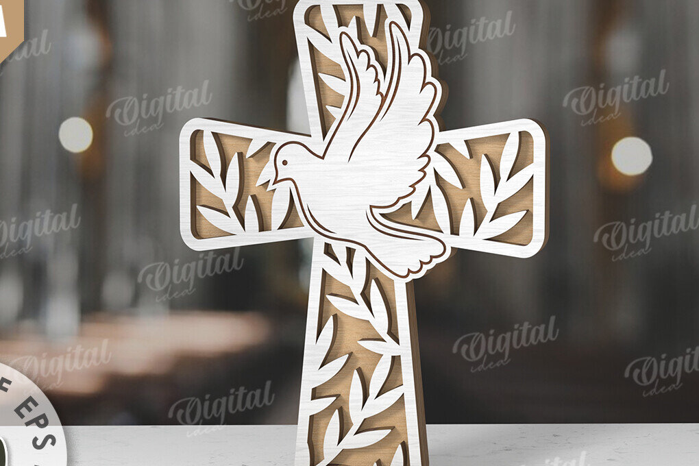 Intra απο ξύλο plywood 3mm-4mm πάχος Δέσμη κοπής με λέιζερ Christian Crosses Δίασταση 30x20 cm INTRAFABR-118767291 - Image 5