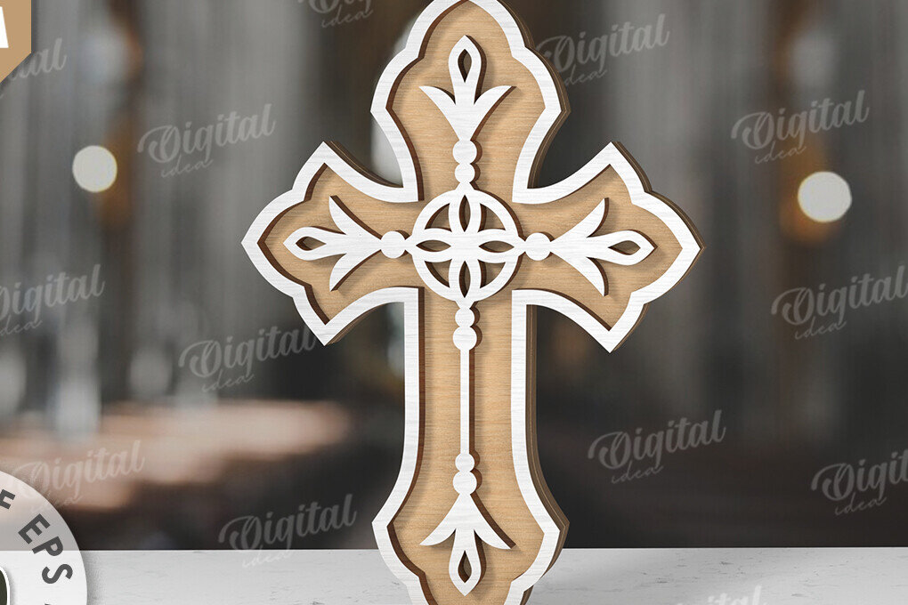 Intra απο ξύλο plywood 3mm-4mm πάχος Δέσμη κοπής με λέιζερ Christian Crosses Δίασταση 30x20 cm INTRAFABR-118767291 - Image 9