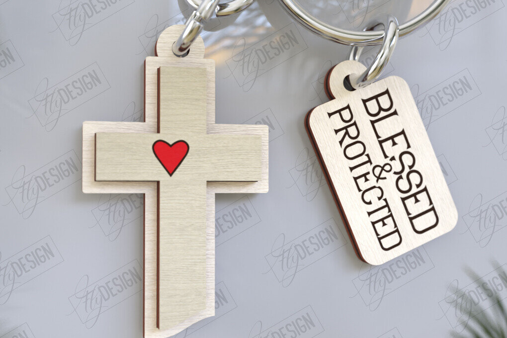 Intra απο ξύλο plywood 3mm-4mm πάχος Christian Keychain | Μπρελόκ 3D Δίασταση 6x6 cm INTRAFABR-123121396
