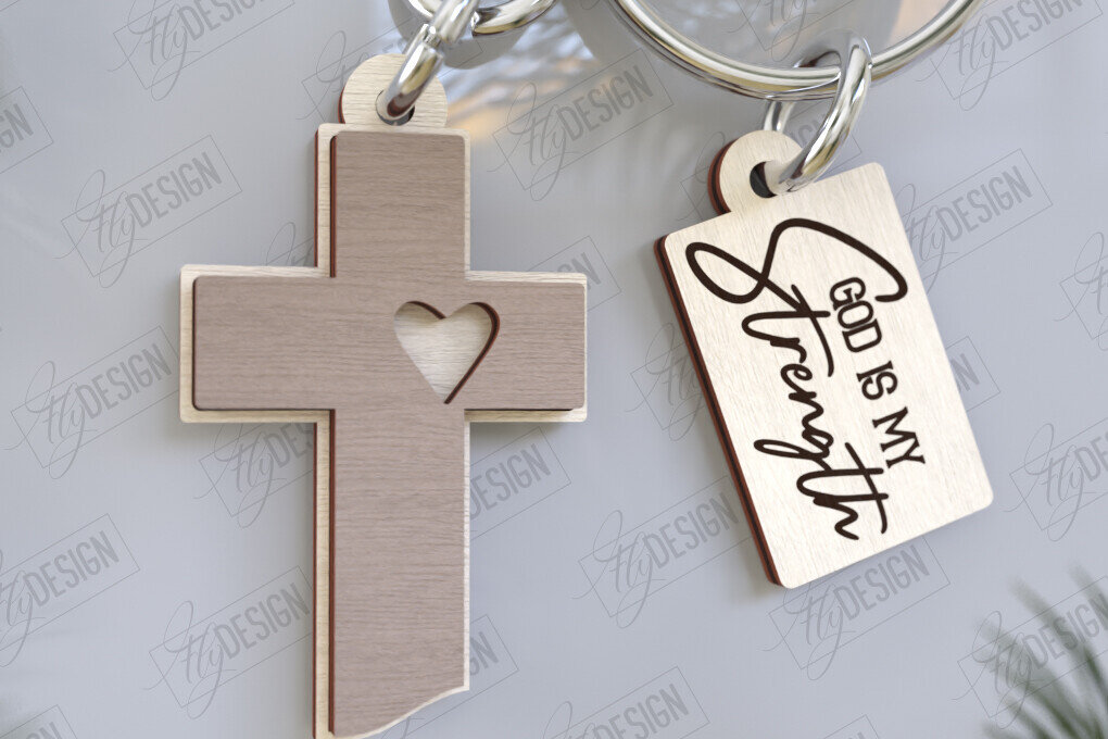 Intra απο ξύλο plywood 3mm-4mm πάχος Christian Keychain | Μπρελόκ Δίασταση 6x6 cm INTRAFABR-123417646